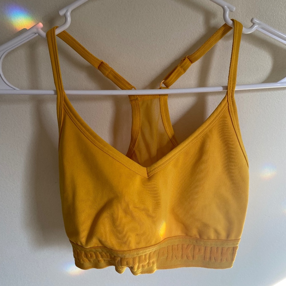 VS Pink Yellow sports bra